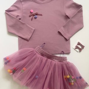 Set – vzdušná sukně s kuličkami a dlouhé tričko (longsleeve)